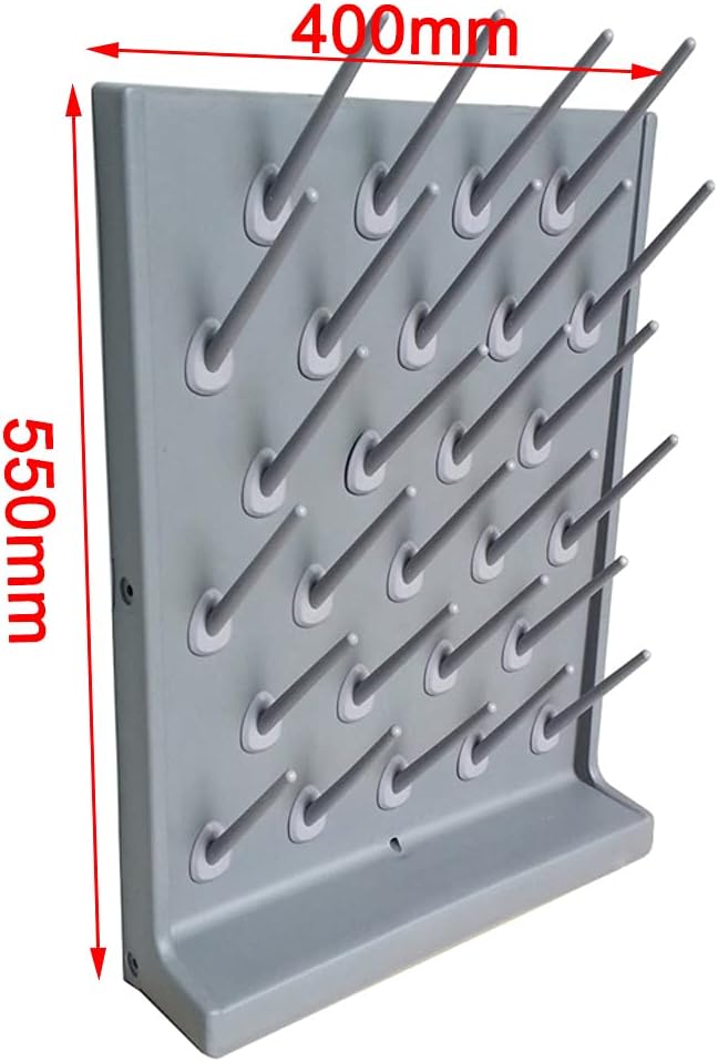 2Pcs Lab Drying Rack, Wall-Mount Laboratory Glassware Drying Rack, 27 Pegs Lab Drying Draining Rack, w/Tray Hole+Water Outlet Hose (US Stock)