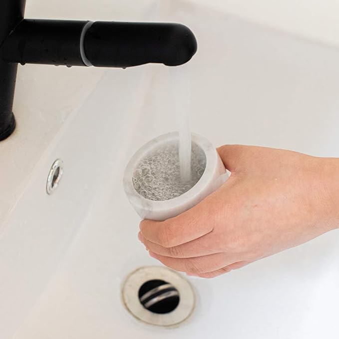 Natural Marble SPA Collection Tumbler Toothbrush Holder Makeup Brush Holder Bathroom Countertop Organizer