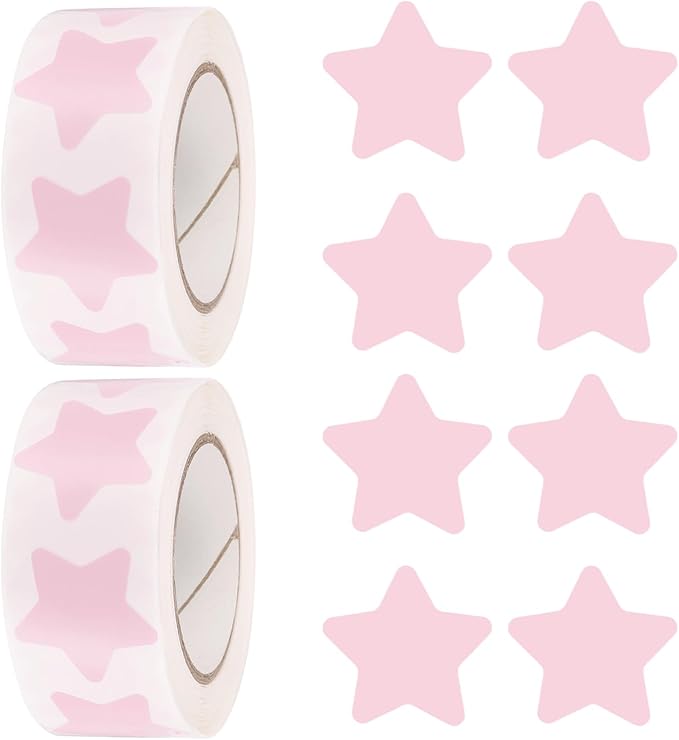 PATIKIL Star Stickers Roll 1 Inch(25mm), 1000pcs Reusable Self-Adhesive Star Labels for Reward Behavior Chart Teachers Business Decorating Wedding DIY Crafts, Light Pink
