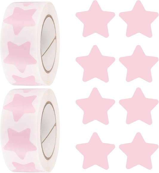 PATIKIL Star Stickers Roll 1 Inch(25mm), 1000pcs Reusable Self-Adhesive Star Labels for Reward Behavior Chart Teachers Business Decorating Wedding DIY Crafts, Light Pink