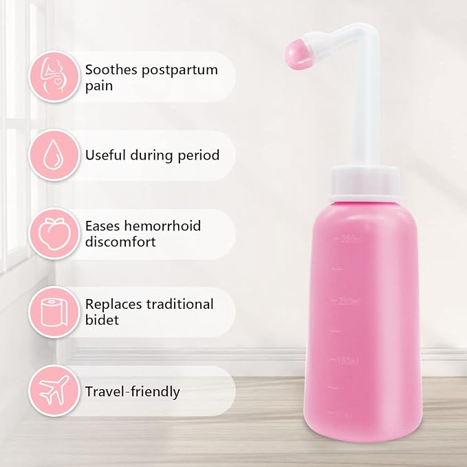 Peri Bottle for Postpartum Care,12 OZ Perineal Bottle Postpartum Essentials Upside Down Peri Bottle for Perineal Recovery and Cleansing After Birth