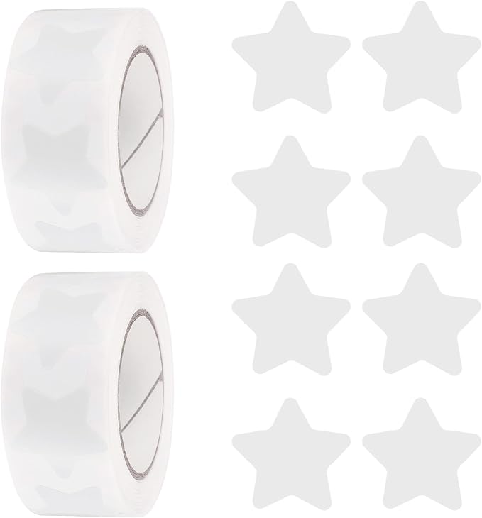 PATIKIL Star Stickers Roll 1 Inch(25mm), 1000pcs Reusable Self-Adhesive Star Labels for Reward Behavior Chart Teachers Business Decorating Wedding DIY Crafts, White