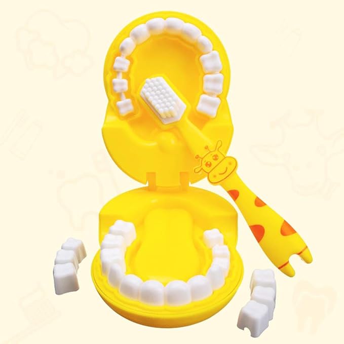 Early Education Brushing Toys, Children Role Play Toys Cute Giraffe Early Education Cartoon Tooth Brushing Toys Model Teaching Children Brushing Model for Kindergarten Kids Children