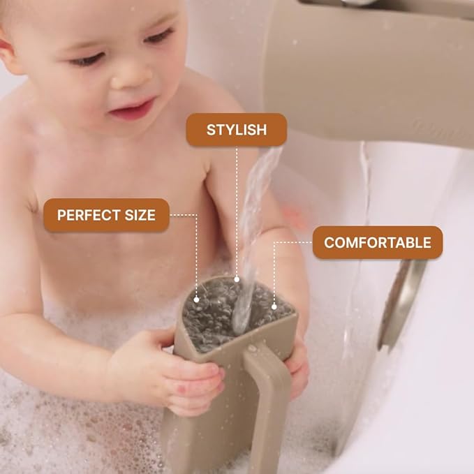 Parker Baby Bath Rinse Cup | BPA Free, Dishwasher Safe & Food Grade Bath Cup for Rinsing Hair | Holds 18oz | Quick-Dry, Sturdy & Perfect Size Baby Water Pourer in Neutral Colors