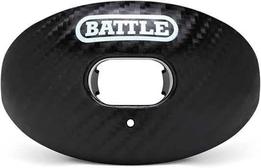 Battle Sports Carbon Oxygen Football Mouthguard - with a Convertible Strap, Superior Airflow & Better Performance, Maximum Protection & Breathability Football Mouthpiece, Works with Braces - Black