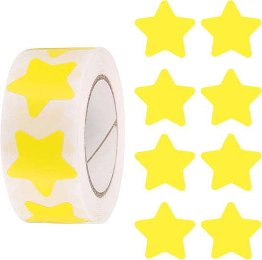 PATIKIL Star Stickers Roll 1 Inch(25mm), 500pcs Reusable Self-Adhesive Star Labels for Reward Behavior Chart Teachers Business Decorating Wedding DIY Crafts, Yellow