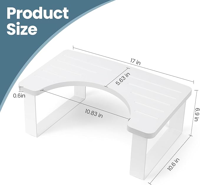 Bamboo Toilet Stool,Potty for Pooping,Portable Squatting Pan with Dual Anti Slip Design,Bathroom Stools,Poop Stool for Bathroom,Toilet Step,Toilet Stools for Pooping,Bamboo Articles(White)