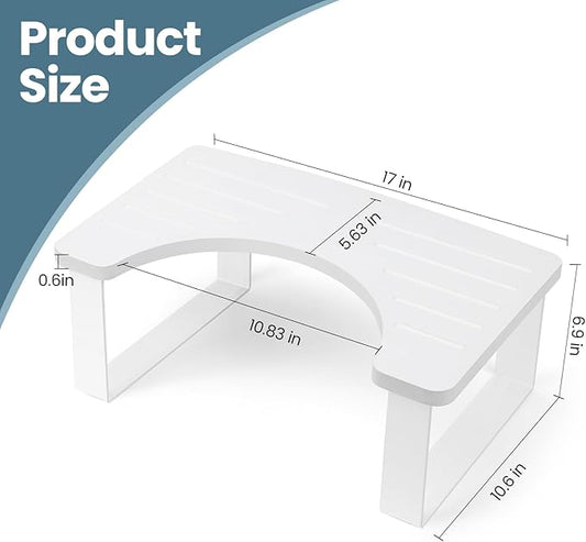 Bamboo Toilet Stool,Potty for Pooping,Portable Squatting Pan with Dual Anti Slip Design,Bathroom Stools,Poop Stool for Bathroom,Toilet Step,Toilet Stools for Pooping,Bamboo Articles(White)