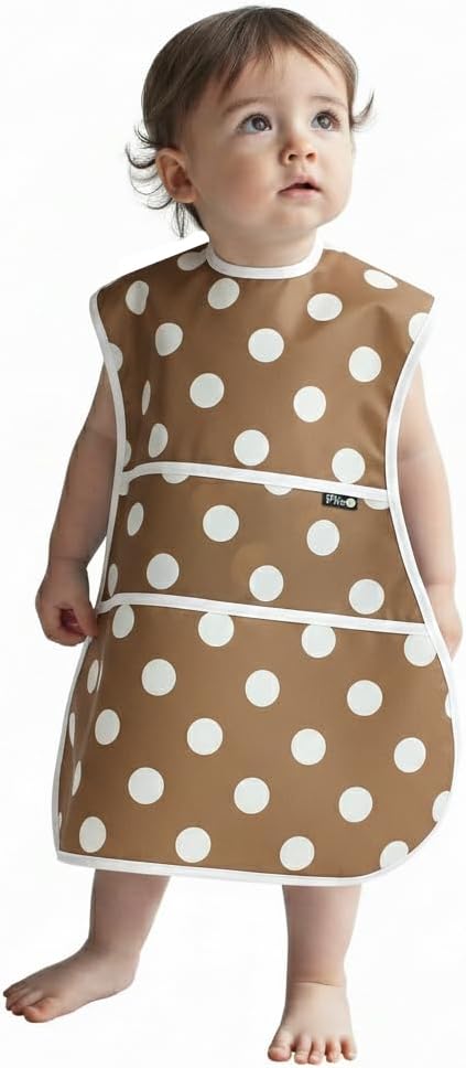 Full Coverage Waterproof Feeding Bib for Toddlers – Extra Long Apron Bib for Mealtime, Self-Feeding, High Chairn