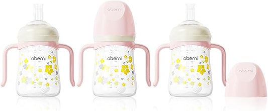 Baby Sippy Cup 240ml/8oz, Toddler Water Drinking Bottle with Non-Spill Valved Spout for 6+ Months, Pink/3Pack