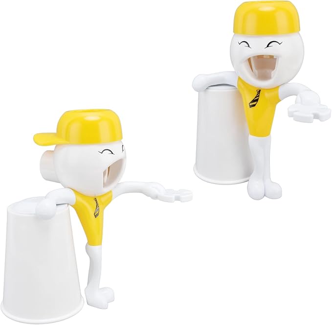 3 in 1 Cartoon Toothbrush Holder, Toothpaste Squeezer Dispensers, Kids Bathroom Set