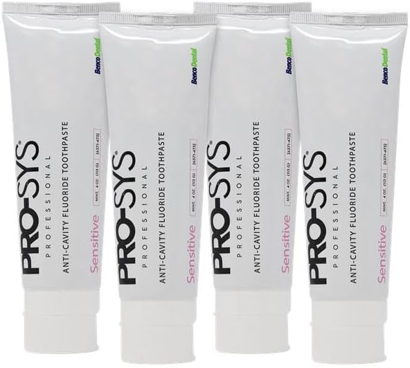 PRO-SYS® Professional Sensitive Toothpaste for Cavity Protection & Enamel Repair for Sensitive Teeth, Fluoride Toothpaste, Sooth Nerve Endings and Reduce Pain, Fresh Mint Gel (Pack of 4)