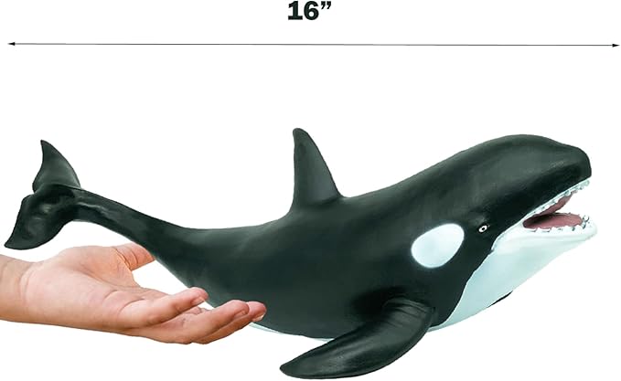 Gemini&Genius Nautical Shark Toy Killer Whale Action Figure, Bathtub Toy, Black, 16 Inches