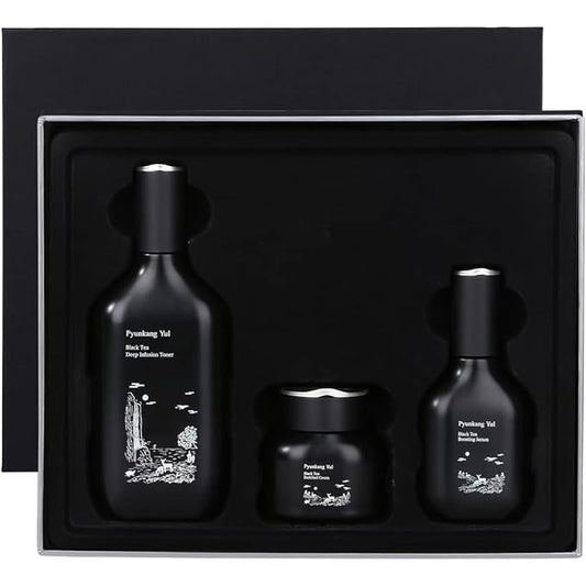 [PKY] Pyunkang Yul Black Tea Line Gift Box Set, Deep Nurishment for Anti-aging, Rich Moisture Toner, Revitalizing Serum & Condensed Nourishing Cream, Zero-Irritation, Korean Skincare (3-item set)