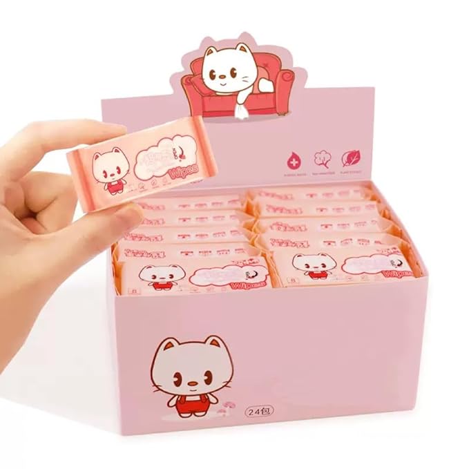 Impossibly Compact Travel Cleaning Wipes - Skin-Friendly Wet Wipes, Hypoallergenic & Unscented for Adults, Kids & Baby Care - 24 Pack Total 192 Wipes