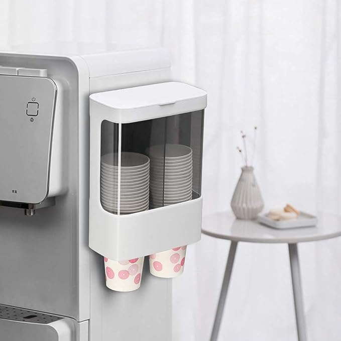 LBTING Water Cooler Cup Dispenser, Pull Type Wall Mounted Dispenser for 4oz - 6oz Cups – White