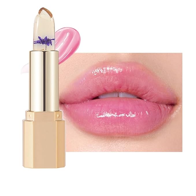 BINGBRUSH PH Color Changing Lipstick – Jelly Flower Lip Balm, Temperature-Activated Moisturizing Lip Tint, Long-Lasting Crystal Clear Lipstick for Women, Natural Glow & Hydration (02# Blue Fairy)