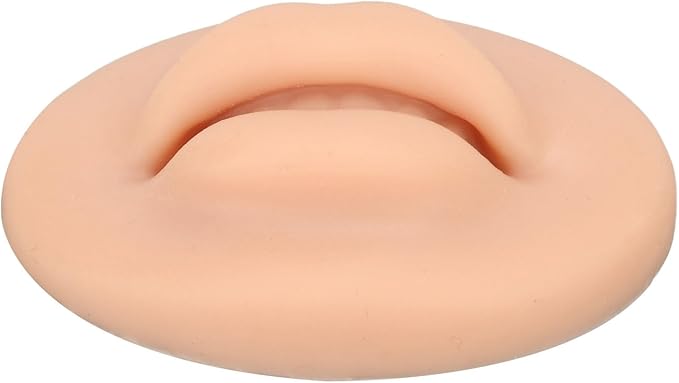 10pcs Practice Lips, Silicone Model Soft and Elastic Silicone Lips Fake Lips with Teeth Shape, Compact Size for Permanent Makeup Training (Dark)