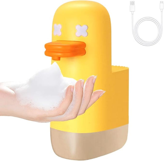 Automatic Soap Dispenser, Rechargeable Foaming Soap Dispenser, IPX4 Waterproof, Bubble Duck Soap Dispenser for Kids, Foam Sanitizer Dispenser for Kitchen, Bathroom, Restaurant, Office(350Ml,12Oz)