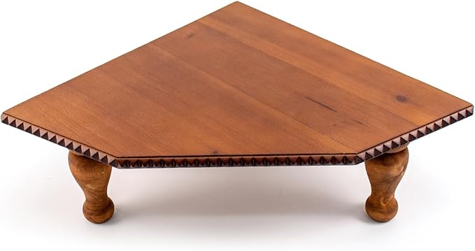 Wood Corner Counter Shelf Framehouse Decorative Tray Stand for Kitchen Bathroom Riser Organizer Coffee Bar Display Shelf with Detachable Legs (Darkbrown)