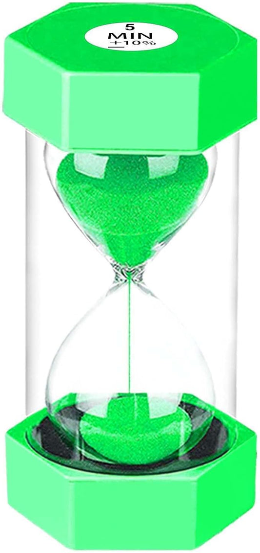 Sand Timer 5 Minute Hourglass Timer, Plastic Sand Clcok 5 Minutes, Big Green Sand Watch 5 Min, Hour Glass Colorful Sandglass Timer for Kids, Games, Classroom, Kitchen, Decorative