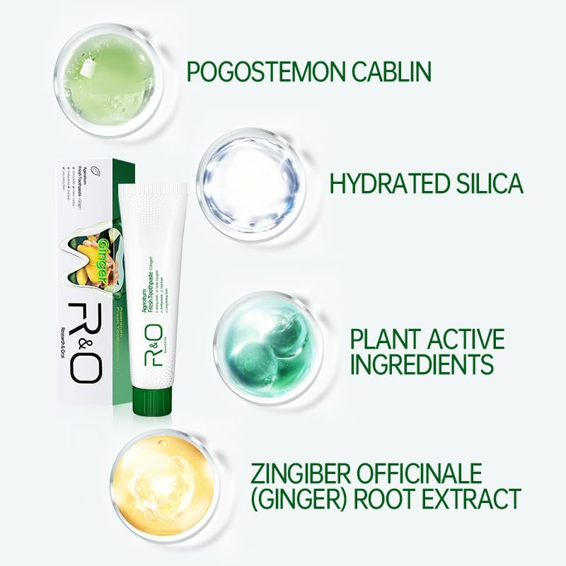 R&O Ginger Mint Fresh Toothpaste, 3.53 oz - A Miracle for Oral Hygiene, Maintains Fresh Breath, Relieves Oral Discomfort, Removes Dental Plaque (3)