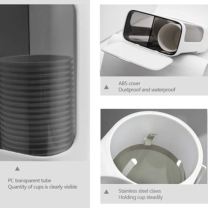 LBTING Water Cooler Cup Dispenser, Pull Type Wall Mounted Dispenser for 4oz - 6oz Cups – White