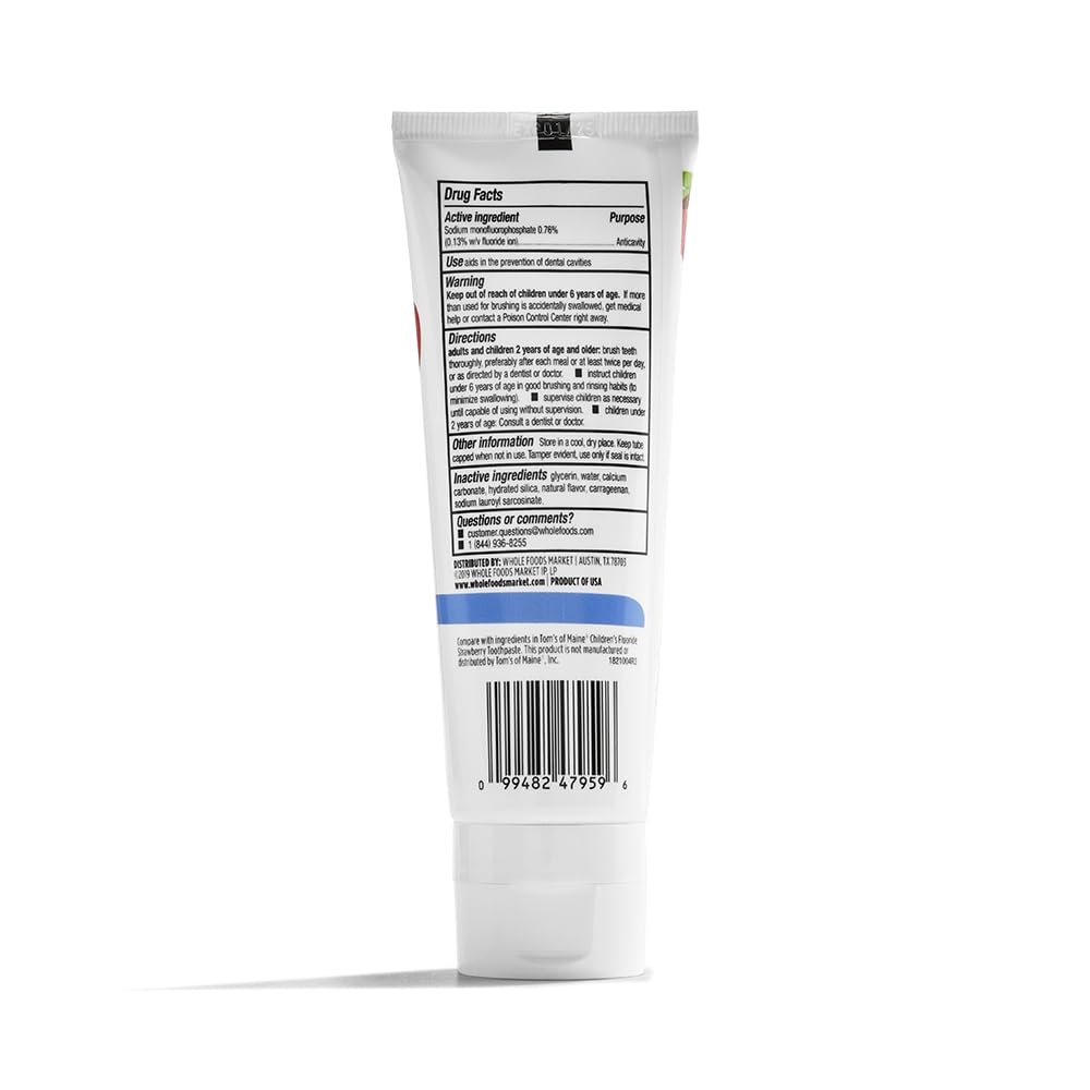 365 by Whole Foods Market, Kid's Strawberry Fluoride Toothpaste, 4.2 Ounce