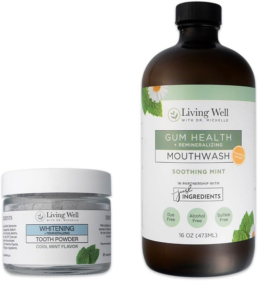 Whitening & Remineralizing + Gum Health Bundle | Hydroxyapatite Tooth Powder & Gum Health Mouthwash