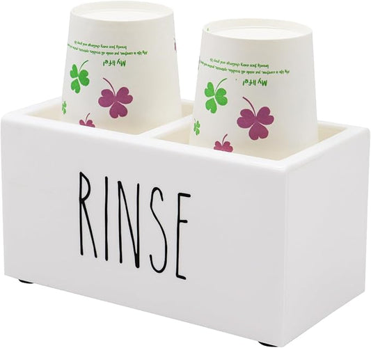 White Acrylic Dixie Cup Dispenser, Disposable Paper Cup Dispenser Storage Holder, 3/5 oz Dixie Cup Holder, Bathroom Paper Cup Rinse Organizer, Disposable Cup Caddy, Water Dispenser Cup Holder