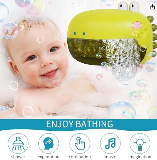 Grechi Dinosaur Bath Toys,Baby Bath Toys for The Baby Bathtub,Toddler Automatic Bubble Machine,Plays 12 Children’s Songs, Makes Great for Toddlers Age 2 3 Year Old Girl Boy