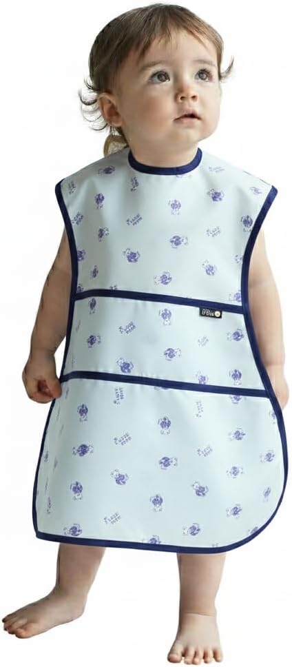 Full Coverage Waterproof Feeding Bib for Toddlers – Extra Long Apron Bib for Mealtime, Self-Feeding, High Chairn