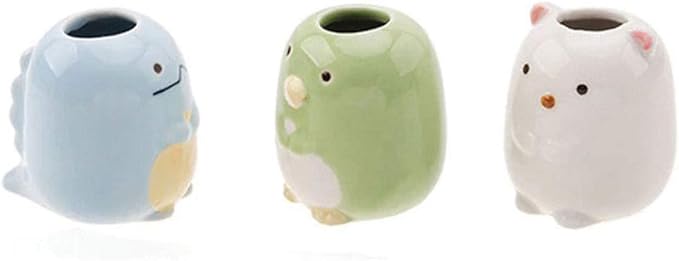 GARASANI Mini Ceramic Toothbrush, Toothpick Holder Cartoon Animal Tooth Brush Stand Kids Toothbrushes Storage Rack Toothpick Approx 350 (White cat)