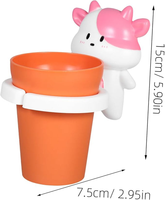 BESTYASH Cartoon Animal Mouthwash Cup for Boy Girl Fun Toothbrush Rinse Holder Strong Adhesive Bathroom Accessory for Boy Girl's Oral