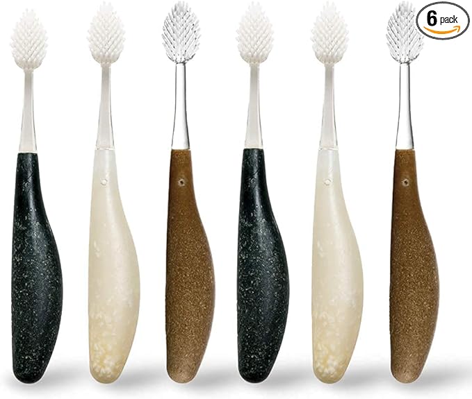 RADIUS Toothbrush Source Floss Brush BPA Free & ADA Accepted Improve Gum Health & Reduce Gum Issues - Medium - Assorted Colors - Pack of 6