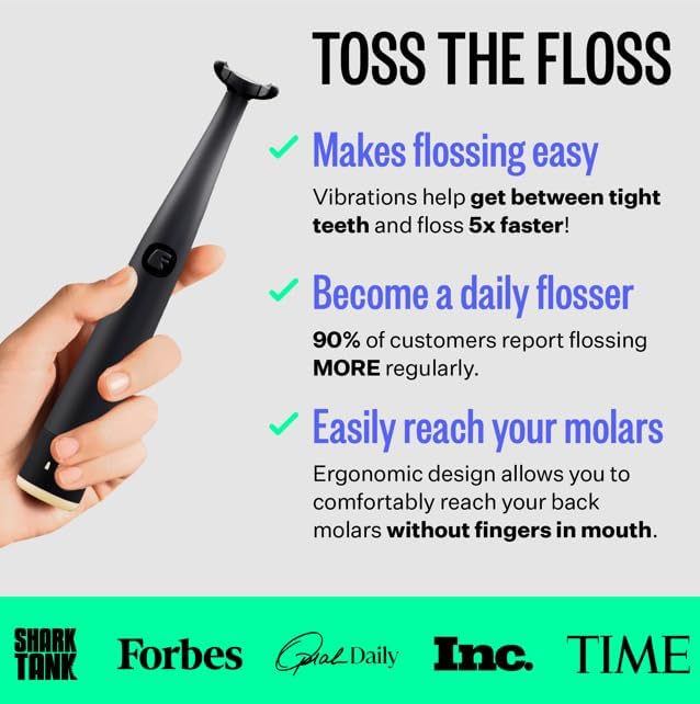 FLAUS Electric Flosser (Oprah's List, Shark Tank) 3 Speeds + 45 Refill Heads (Extra Strong Woven Floss for Durability) Water Flosser Alternative, Dentist Recommended Tooth Flossers Dental Floss Picks