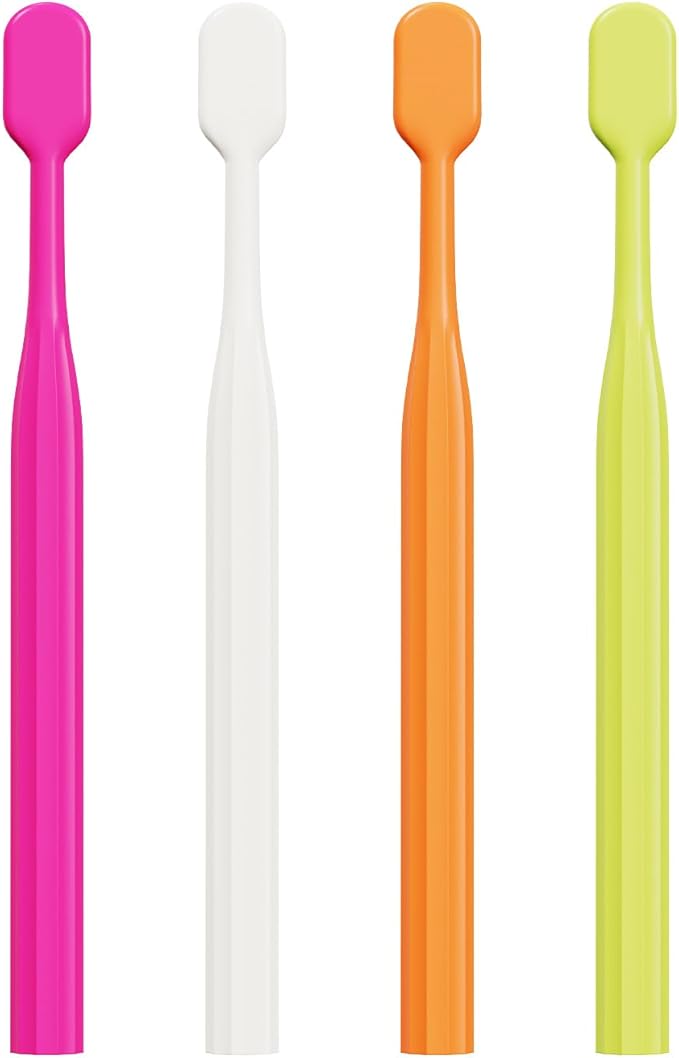 8-Pack Classic Manual Toothbrush Set, Extra Soft Activated-Charcoal Tapered Bristles, Eco-Friendly Biodegradable Handle with Travel Cap, Dentist-Recommended for Adults, 4 Colors