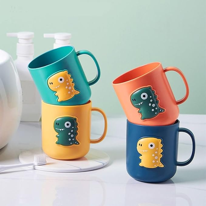 Cute Dinosaur Toothbrush Cup,Plastic Mouthwash Cup Portable Drinking Cup,Multipurpose Durable Toothbrush Holder for Bathroom Kitchen(Blue)