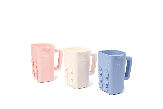 Baby Bath Cup with Suctions - BPA Free, 100% Food Grade Silicone Rinse Cup, Clutter-Free Tub Area, Kids Learning Tool, Sticks to Tiles, Drains Water Upside Down-"Patent Pending"