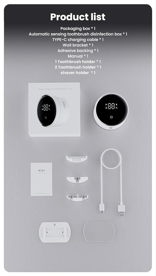 Toothbrush Holders for Bathroom, WONICO Toothbrush Sanitizer Holder, Tooth Brush Wall-Mounted Cleaner Organizer with Auto-Inductive Cover, Air Drying Fits Most Electric, Manual and Kids’ Toothbrushes