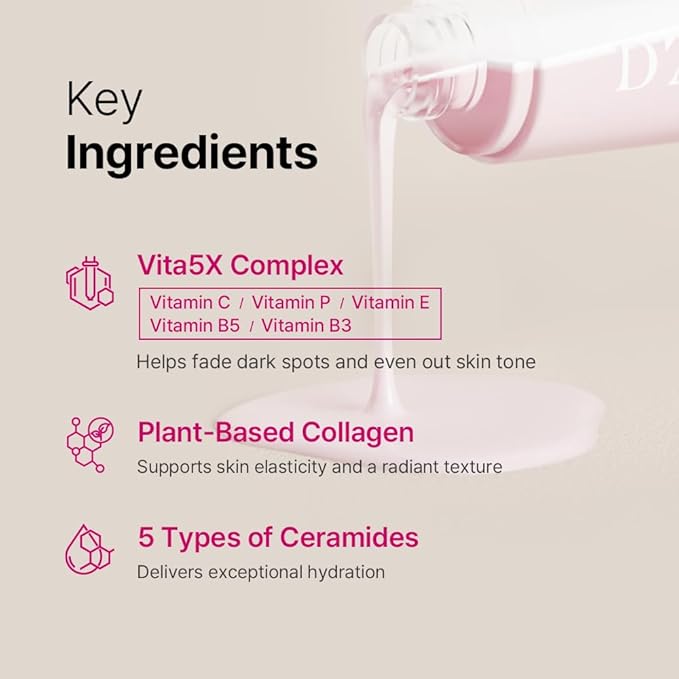 D'AMU Collagen Cream Face Mist – Hydrating & Radiance-Boosting Facial Spray with Vita 5X Multi-Vitamin Complex for Elasticity Care & Radiant Glow – Korean Skincare Gift for Women – 3.38 fl.oz.