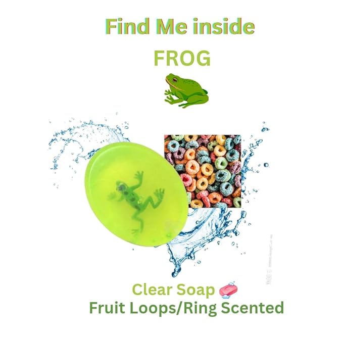 BearNaturalOrganics Kids – Clear Natural Bar with Toy Inside (Frog Collection) – Fun Bath Gift, Gentle Face & Body Soap, Paraben & Chemical Free – 4 oz
