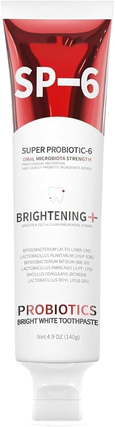 SP-6 Probiotic Whitening Toothpaste - Enhanced Formula with 6 Probiotics for Teeth Whitening and Gum Health - Enamel-Safe, Fluoride-Free, Fresh Mint Flavor, 4.9Oz (1)
