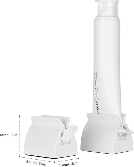 2pcs Rolling Tube Toothpaste Squeezer Toothpaste Seat Holder Stand for Bathroom Accessories（Milky）