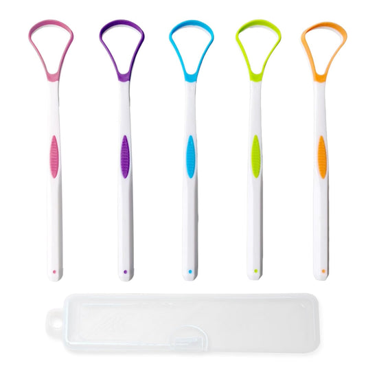 5 Pieces Tongue Scraper Cleaner for Adult & Kids, Colorful Plastic Tongue Brush Oral Care Scrapers Kits for Fresh Breath Mouth Health Cleaning Accessory