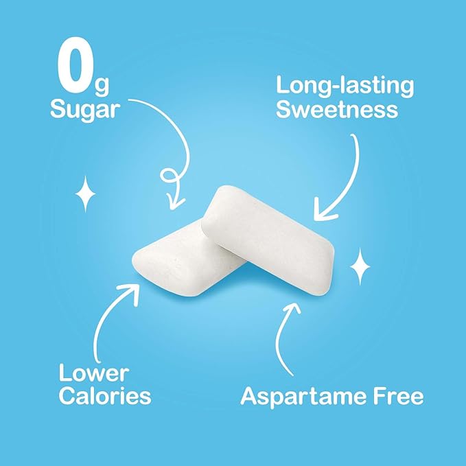 DC24 DAILY CARE Xylitol Chewing Gum with Erythritol, Aspartame Free & Sugar Free Gum, Low-Calorie, Sugarless, Natural Peppermint, 60 Pieces (Pack of 2)