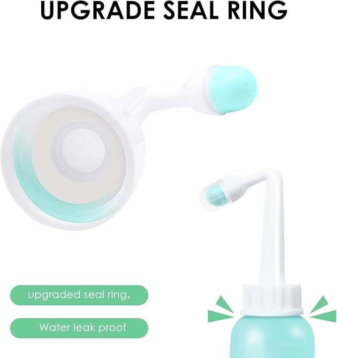 RUFCRIL Mini Peri Bottle, 350ml Portable Travel Bidet with Extra Ring and Carry Bag, TPE Material for High Temperature Resistance, Essentials for Postpartum Perineal Care,Hemorrhoid Treatment, Green