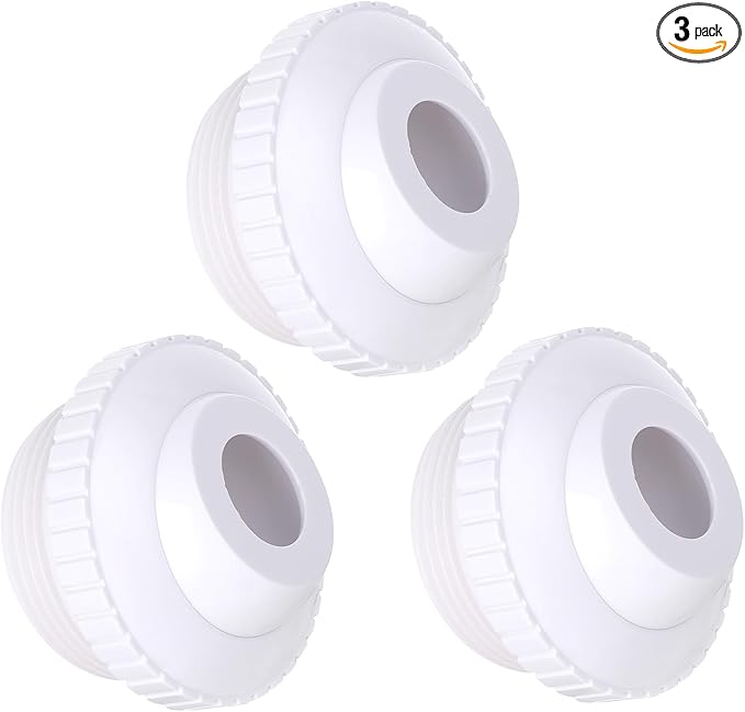 3 Pieces Pool Jet Nozzles, 3/4" Directional Flow Eyeball Inlet Jet, Swimming Pool Return Jet Replacement Parts Fittings Spa with 1-1/2 Inch MIP Thread Pool Accessories for Cleaning White