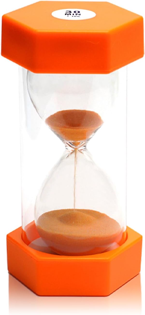 30 Minutes, Sand Timer, Hourglass Sand Timer, Kitchen Timer Digital for Cooking, Clock Timer, for Games, Classroom, Kitchen, Toothbrush Timer, Decoration, Orange