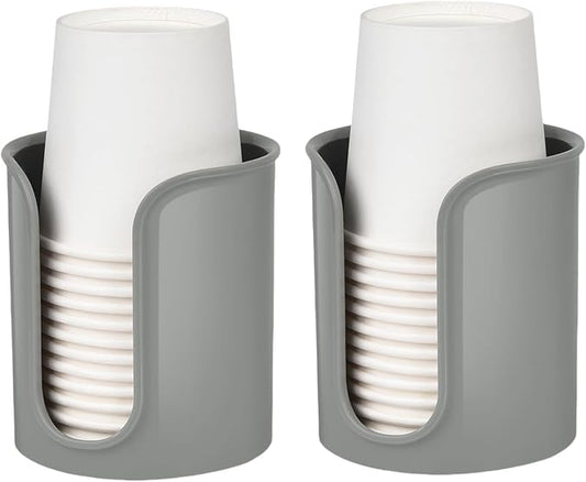 Cup Dispenser for Bathroom,Gray Bathroom Cup Holder,Small Paper Cup Dispenser Holder,Plastic Mouthwash Cup Dispenser for Bathroom Countertop (2 Pack)